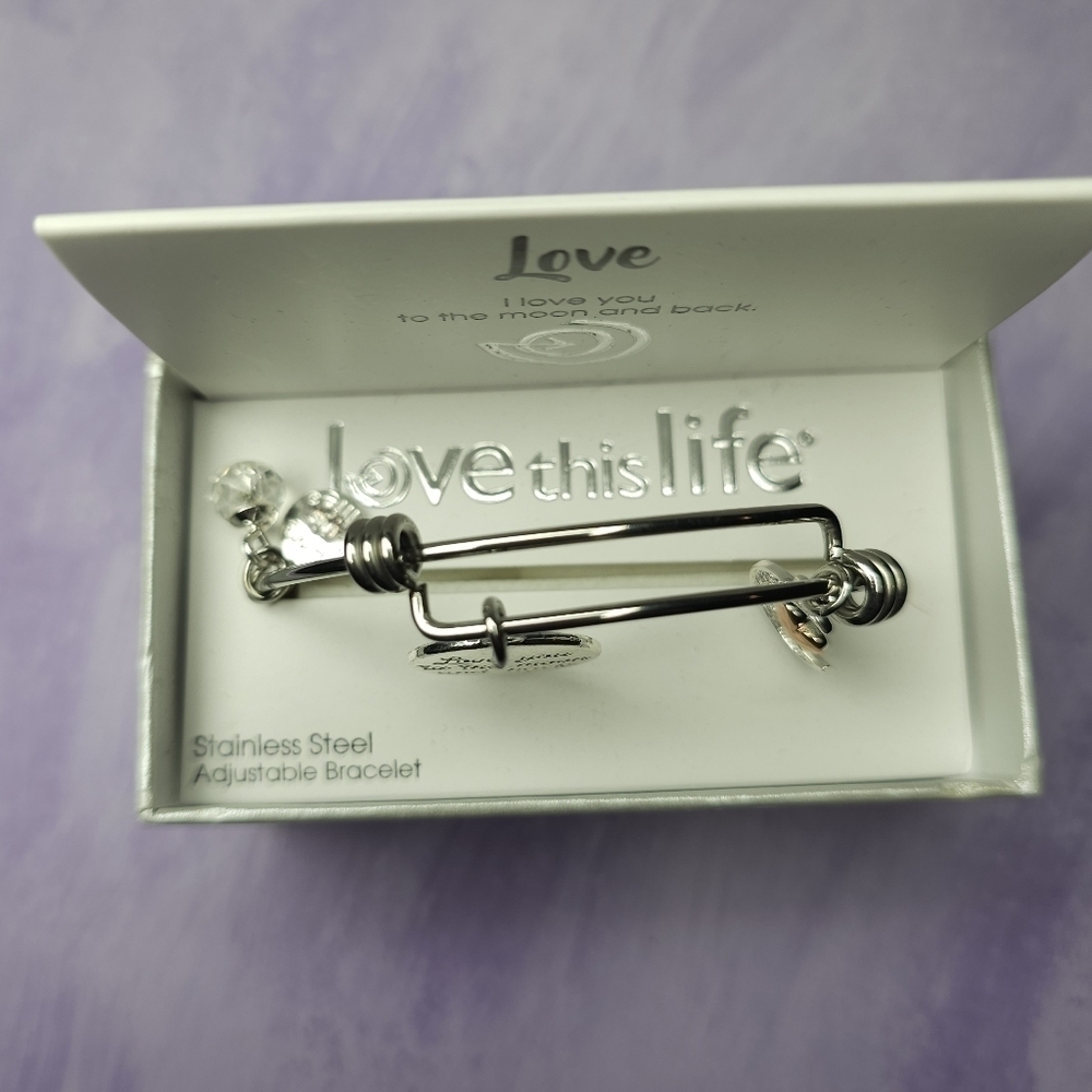 👍 5 For $20 Love This Life Silver Tone Adjustable Charm Bracelet - Picture 3 of 5
